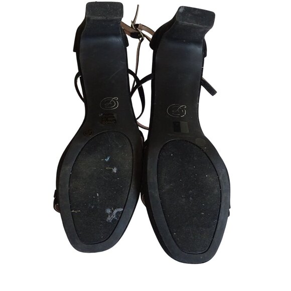 Chinese Laundry Black Suede Strappy Block Heels Sandals Women Size 11 42.5 - Picture 6 of 9